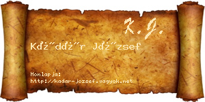 Kádár József névjegykártya